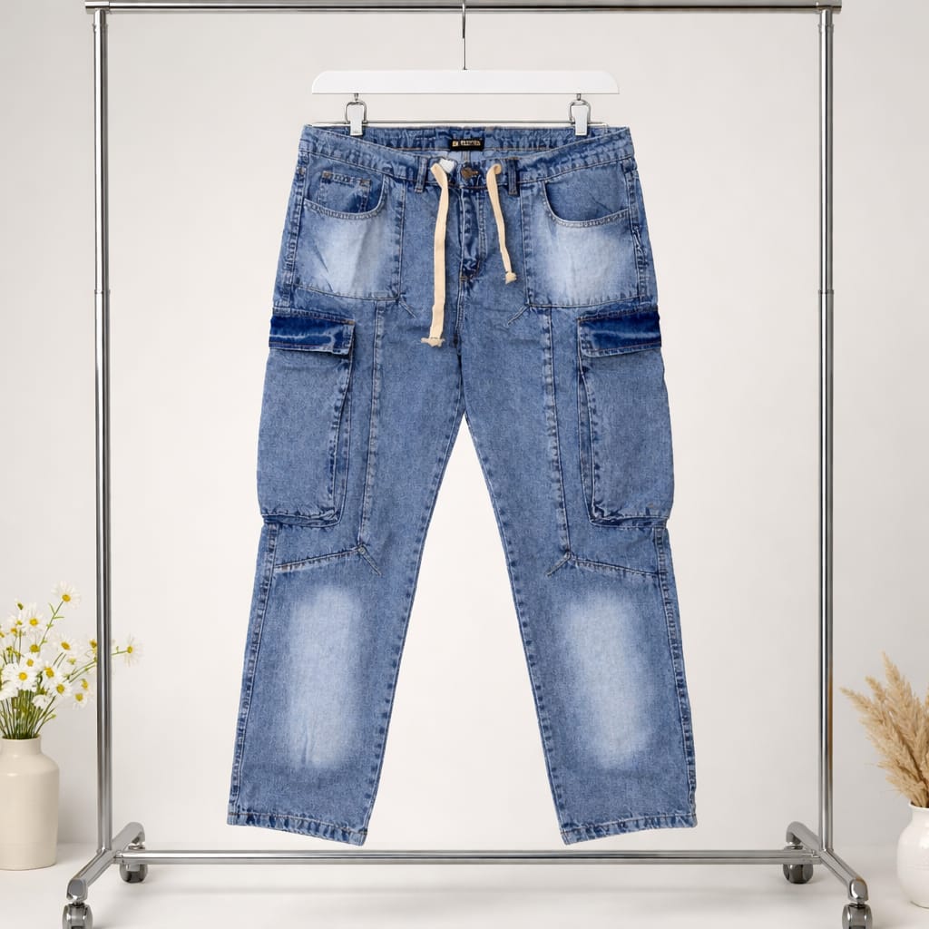 Long Pocket Cargo Jeans