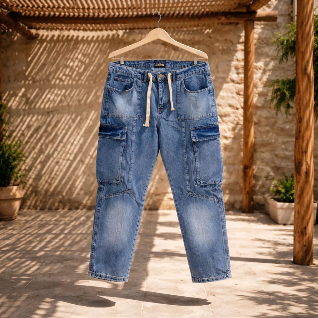 Long Pocket Cargo Jeans