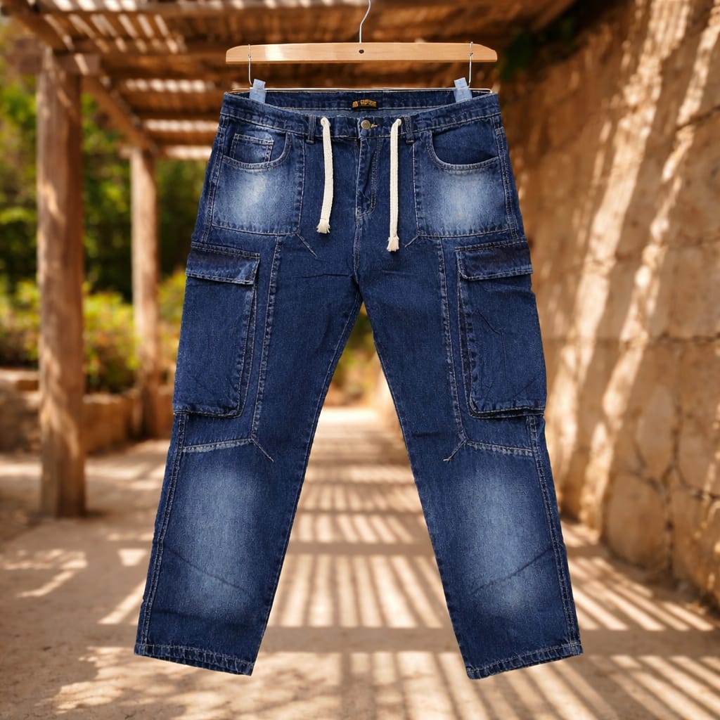 Long Pocket Cargo Jeans